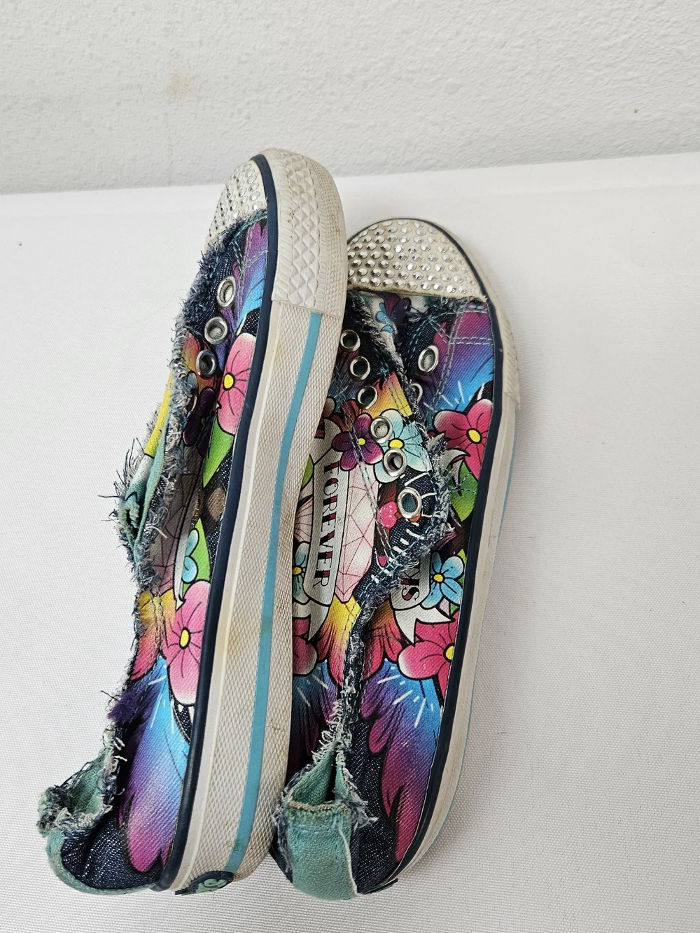 Skechers Floral Rhinestone Slip-On Sneakers - Multicolor Size 4